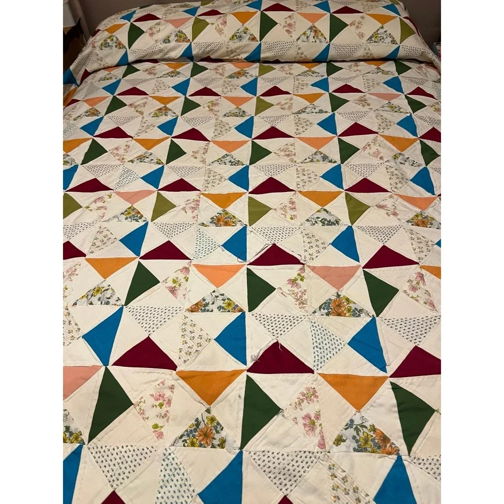 Handmade Triangle Quilt approximately 72